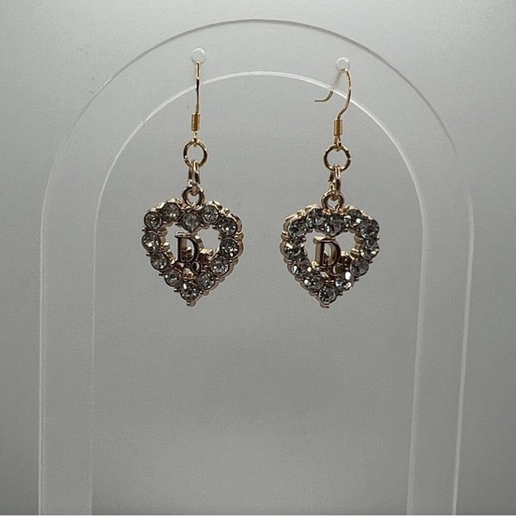 “D” I O R Auth. Gold and Silver Heart Earrings - Picture 6 of 6